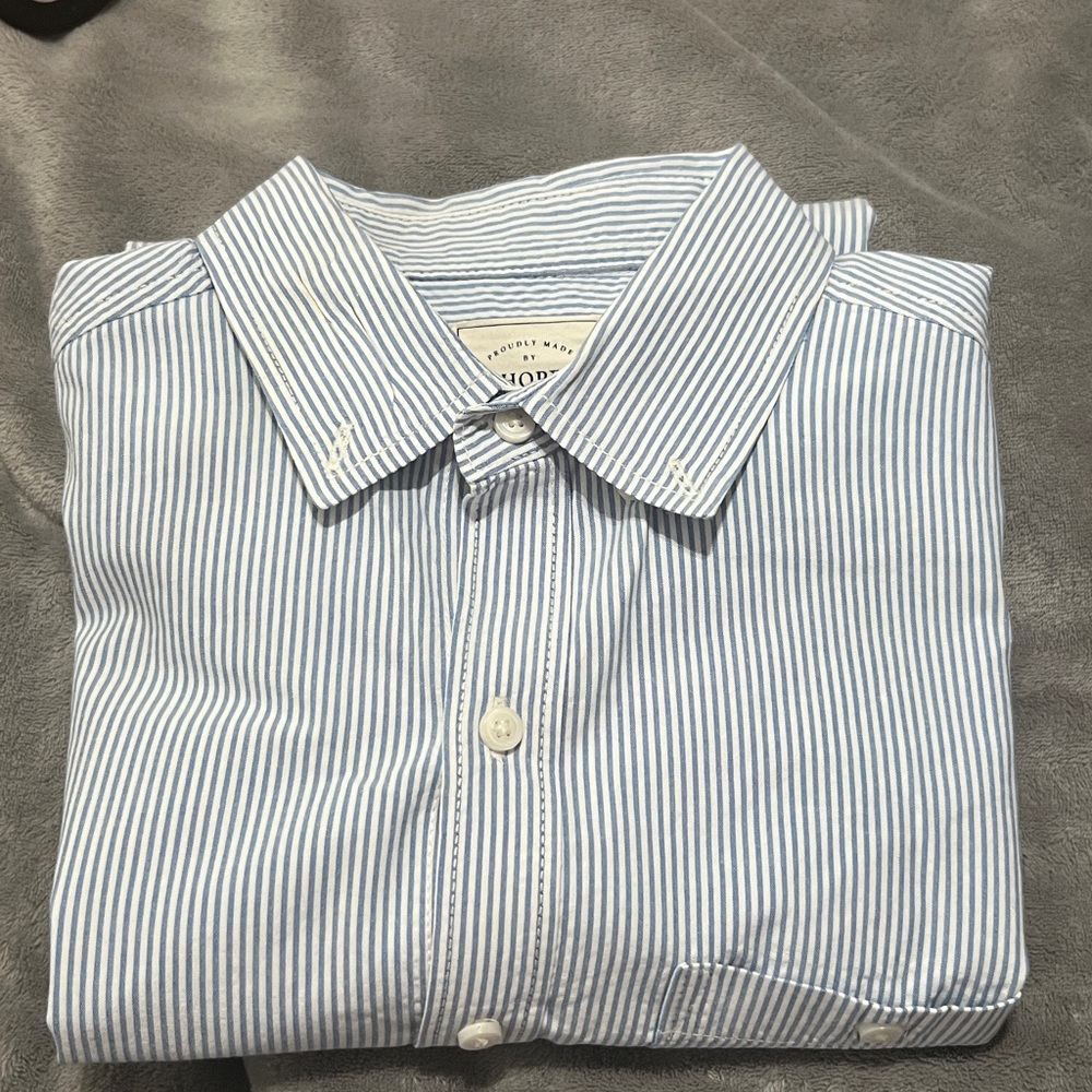Hope & Henry Men's Blue Striped Dress Shirt